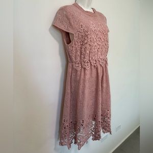 Romeo & Juliet Cap Sleeve Open Back Dusty Pink Lace Dress